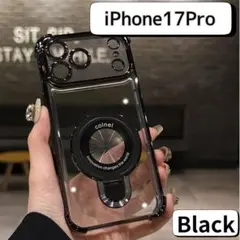 iPhone17Pro クリアケース ブラック MagSafe スマホスタンド