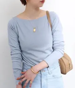 イエナ　ヘルシーフィットテンジクTEE ボートネック カットソー ライトブルーのサムネイル