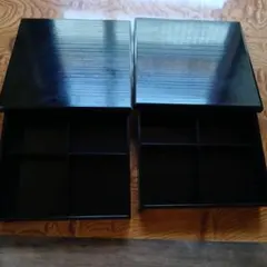 黒漆の重箱　２点セット　茶道具