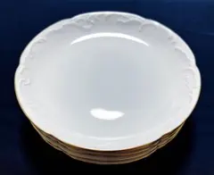 ▽大倉陶園 OKURA プレート ケーキ皿 白磁 金彩 5枚セット 箱付き