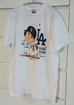 大谷翔平 ＆デコピン「ヘッドバンプ」Tシャツドジャース MLB 男女兼用Sサイズのサムネイル