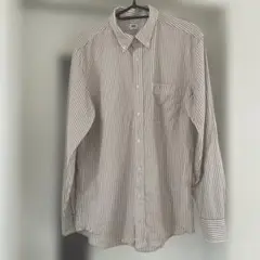 UNIQLO ストライプ長袖シャツ ブラウン　Mサイズ