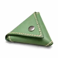 緑色レザー三角形コインケース