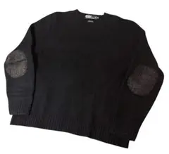 美品 90sポロラルフローレン エルボーパッチ ウール長袖ニット 黒XLPolo