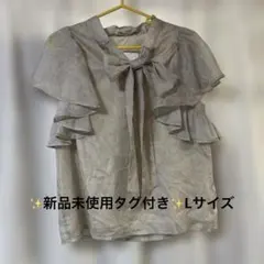 新品未使用タグ付きLサイズHok trish ボウタイ付き半袖ブラウスのサムネイル