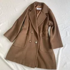 サイズ36 マックスマーラ 白タグ カシミヤ混 ダブルチェスターコート ベージュ