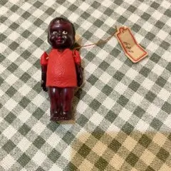 ヴィンテージ 赤黒 プラスチック人形 約10cm