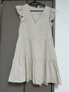 H&M フリルスリーブ ティアードチュニック ベージュ