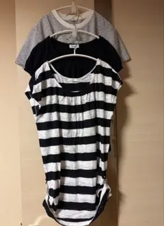 レディース半袖Tシャツ　モノクロ　ボーダー 3枚まとめてのサムネイル