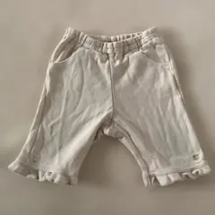 ファミリア　女児70 クリーム色ウサギ刺繍フリルパンツ
