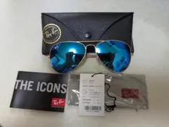 Ray-Ban Aviator サングラス ゴールド ブルーミラーのサムネイル
