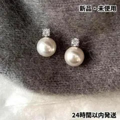 ピアス 大粒パール ジルコニア 新品 韓国 上品 結婚式 シルバー レディース