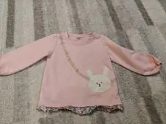 【美品】ウサギ刺繍 ピンク トップス 90サイズ