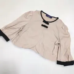 エムズグレイシー 袖リボン ボレロ ジャケット ベージュ 黒 Ｌ 可愛い
