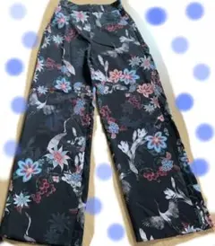 美品 H&M 和柄 ワイドパンツ XS 和洋折衷 鶴 花 コスプレ