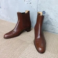LOEWE◇サイドゴアブーツ ダークブラウン レザー 本革 26cm ショート 