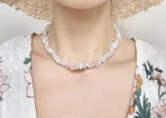 アクアマリン ローズクォーツ ネックレス