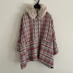 美品☆TOMORROWLAND (トゥモローランド) ツイード ポンチョコート