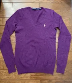【美品】ラルフローレン　Ｖネック　カシミヤ混ウールセーター　ニット　紫