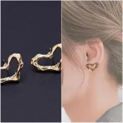 模様入り♡ハートピアス