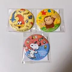 USJ 缶バッジ ピーナッツ スヌーピー ウッディー おさるのジョージ