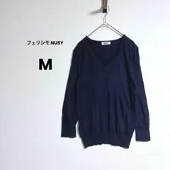 フェリシモ ヌージー ニットコットン シルク 混 薄手 ニット ネイビー サマーのサムネイル