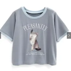 GRL キャットプリントリンガーTシャツ[fu186] ブルーのサムネイル