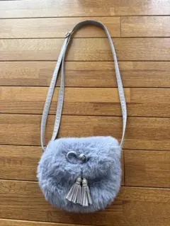 ライトブルー ファーポシェット タッセル付き