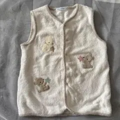 Familiar ベビーベスト クリーム色 クマ刺繍