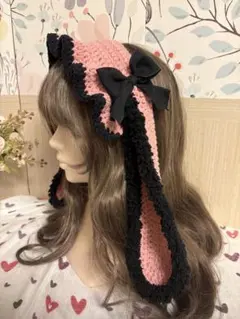 うさ耳カチューシャ　ヘッドドレス　バブーシュカ　ボンネット　ハンドメイド