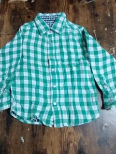 リバーシブル長袖シャツ（緑・青チェック）