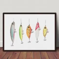アートポスター　釣り　魚　雑貨　ショップ　レトロ　ミッドセンチュリー　沖釣　A3