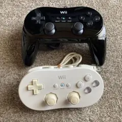 動作確認済み 任天堂 Wii クラシックコントローラ 白 黒 2個 セット