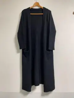 4karo1 カーロ　ロングカーディガン ポケット付き　黒