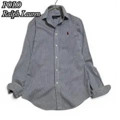 POLO RALPH LAUREN 長袖 ストライプシャツ ブルー ポニー刺繍のサムネイル