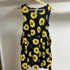 INGNI ひまわり柄 ネイビー ミニワンピース M