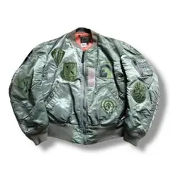 90s USA製 AVIREX MA-1 フライトジャケット ワッペン カーキ