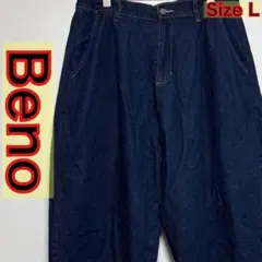 Beno ワイドフィットジーンズ デニム バルーンフィット ワンウォッシュ風 Lのサムネイル