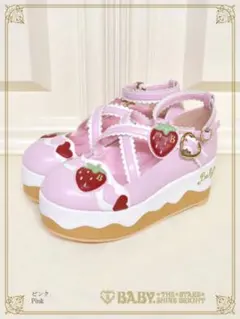 baby,the stars Sweetいちごケーキシューズ ピンク　Lのサムネイル