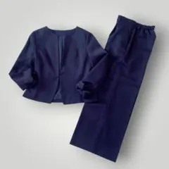 SUCRE　シュクル　ワイドパンツ　ノーカラージャケット　セットアップ　紺色　М