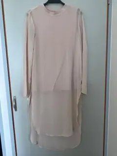ZARA ベージュ シフォン風 長袖ロングシャツ