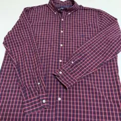 CHAPS チャップス 赤 紺 白チェック柄 ボタンダウンシャツ メンズ L