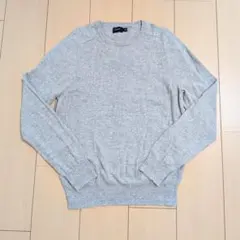 【J.CREW】メンズ 薄手ニット S ジェイクルー グレー クルーネック 綿のサムネイル