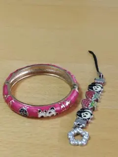 パンダ柄 ピンク バングル ブレスレット＋ストラップセット中国お土産のサムネイル