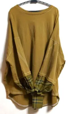 専用です❁キャメル色+チェック柄トップス❁