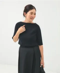 Demi-Luxe BEAMS カットソー ボートネック ネイビー ワンサイズのサムネイル