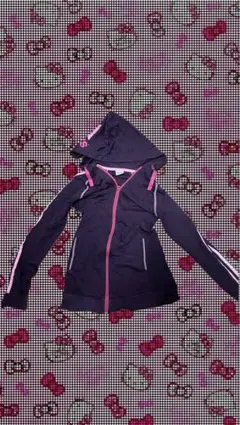 adidas フード付きパーカー S ネイビー/ピンク