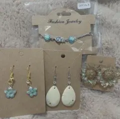 ハンドメイドピアス　3点セット&ブレスレット　お花ピアス