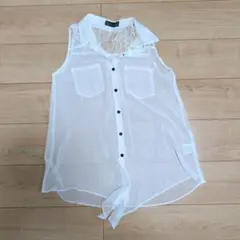 新品 未使用品 CECILMcBee ホワイト ノースリーブ シャツ Mサイズ
