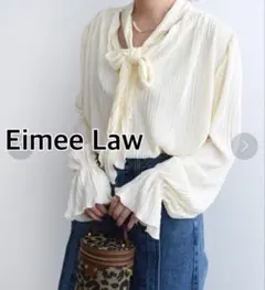 Eimee Lawエイミーロウ　プリーツボウタイブラウス38M★オフホワイトのサムネイル
